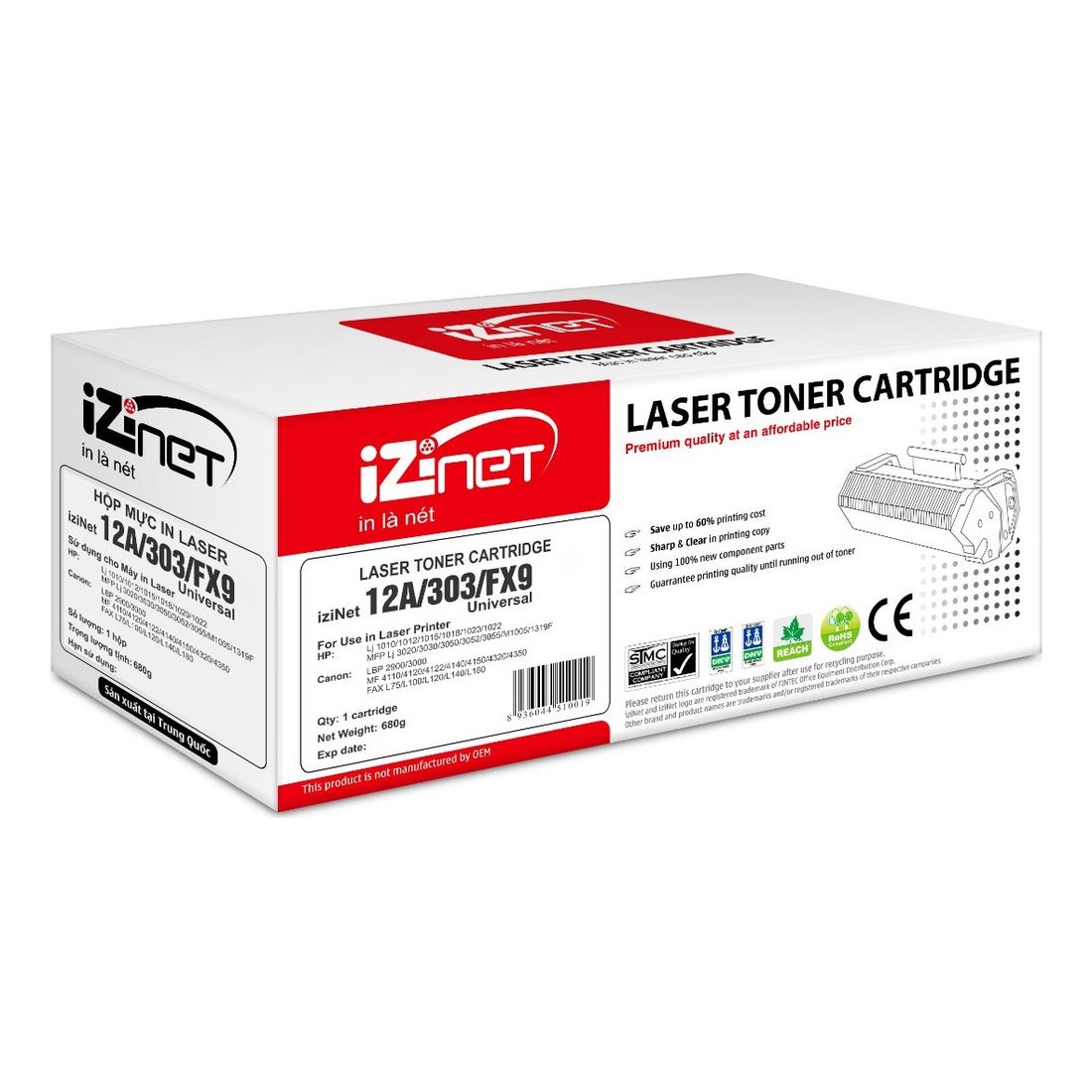Hộp mực in Laser iziNet 12A/303/FX9