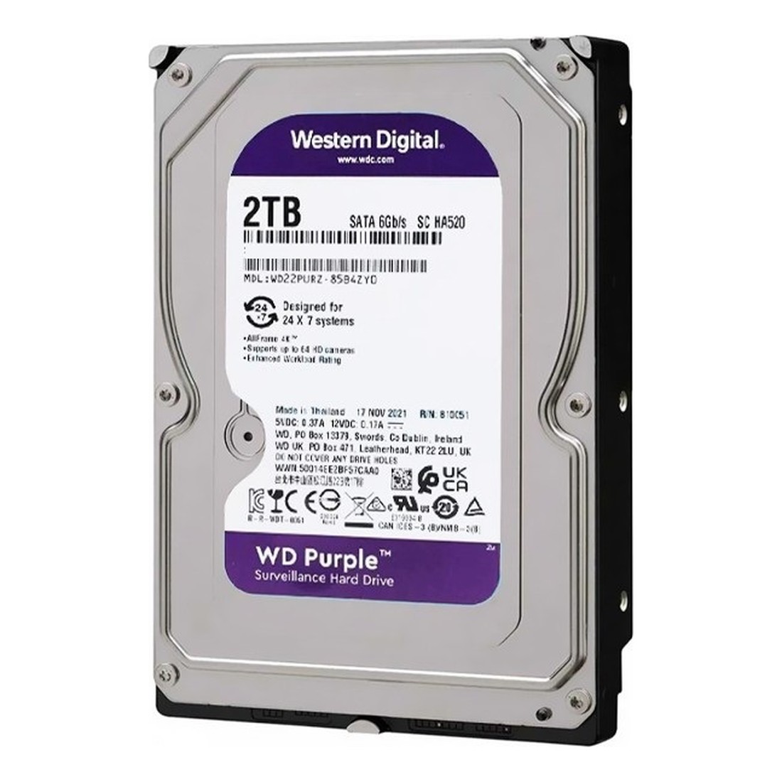 Ổ cứng Western Digital Purple 2TB 64MB Cache 5400RPM WD23PURZ