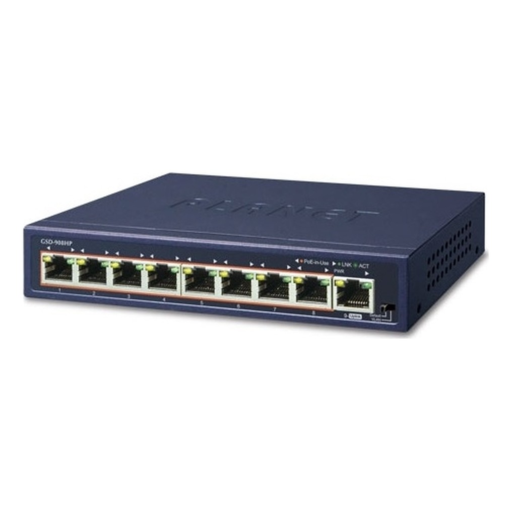 Switch 8 cổng PoE Gigabit + 1 cổng Uplink G Planet GSD-908HP