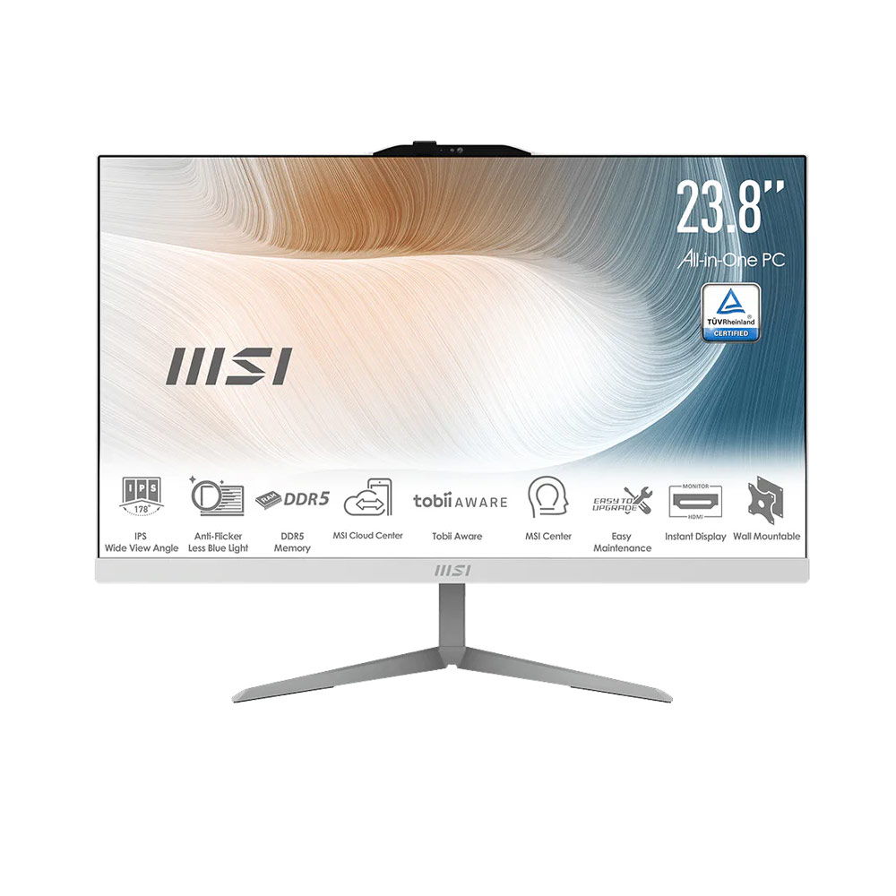 Máy tính để bàn All in One MSI Modern AM242 1M AE0722-2443 (Intel Core 5 120U | 8GB | 512GB | Intel Graphics | 23.8 FHD | Non-touch | Trắng | NoOS)
