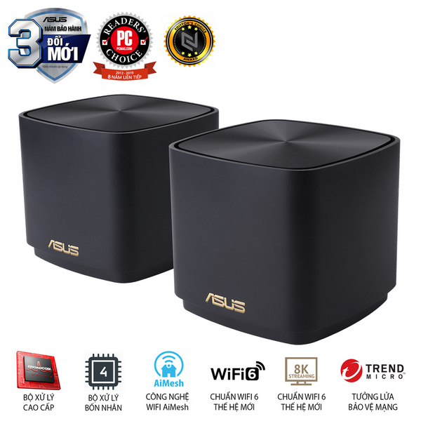 Bộ phát wifi 6 Asus ZenWiFi XD4R/S 2-Pack Đen
