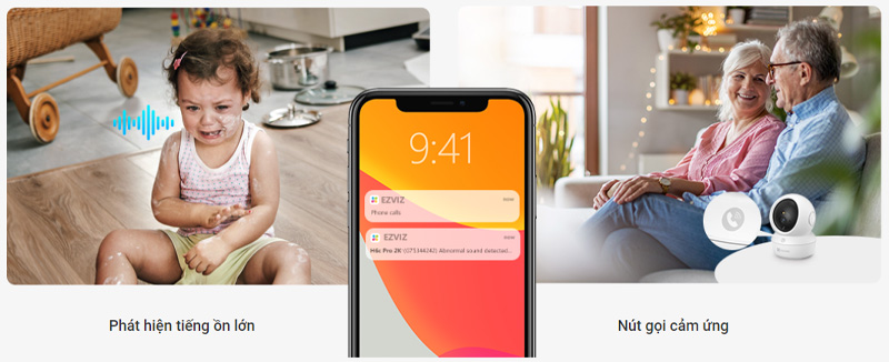 Camera WIFI EZVIZ H9C quay quét, ống kính kép