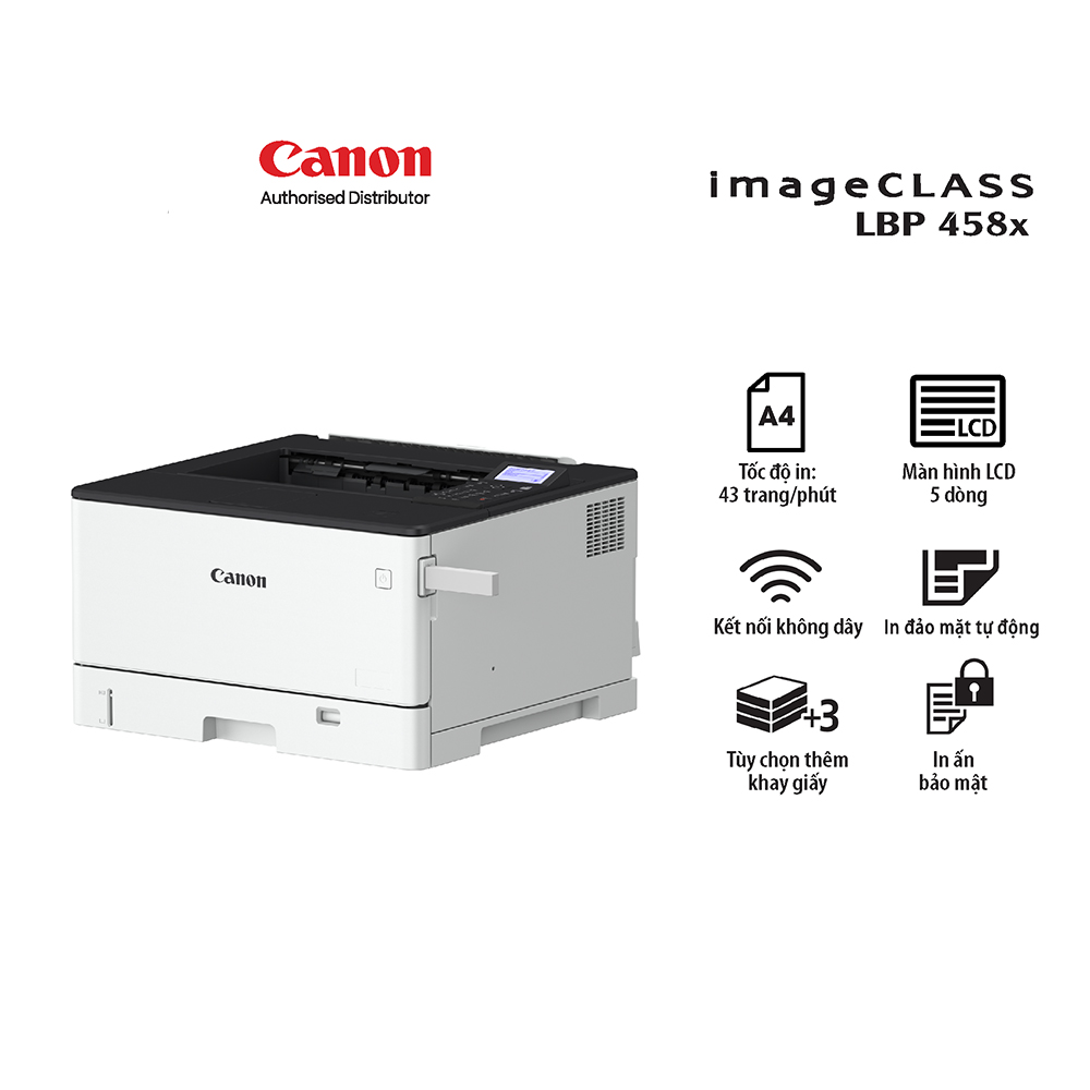 Máy in laser đen trắng Canon LBP458x (In đảo mặt| A3| A4| USB| LAN| WIFI)