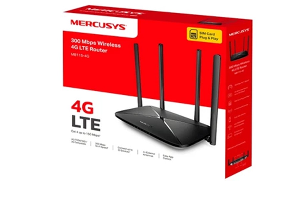Router WiFi Mercusys 4G LTE 300Mbps MB115-4G